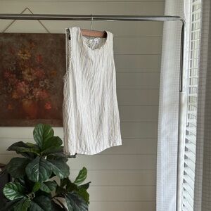 Elegant Beige Linen Striped Tank Top